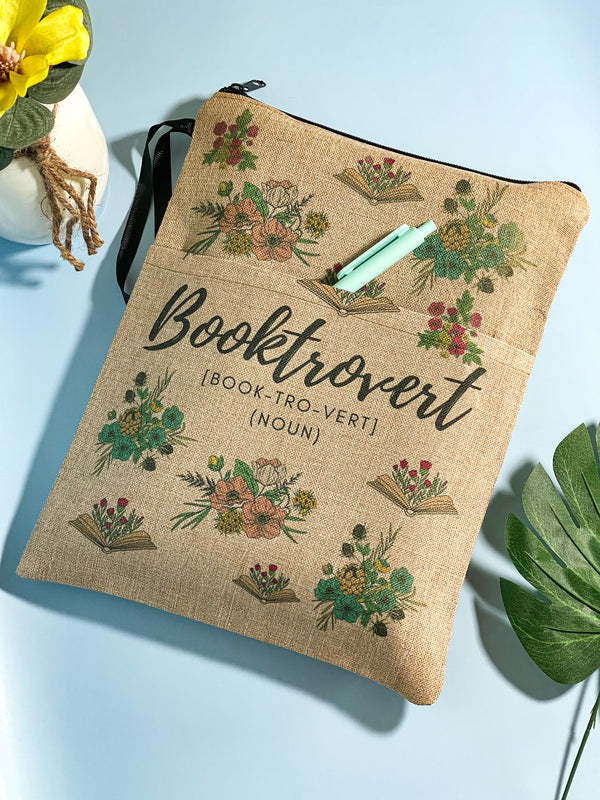 Booktrovert Book Sleeve with front pouch and zipper
