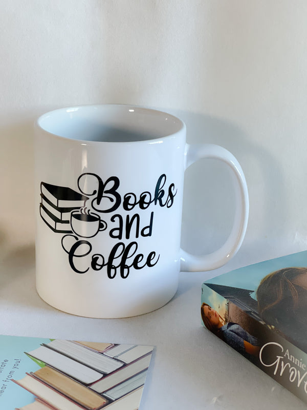 Books and coffee mug